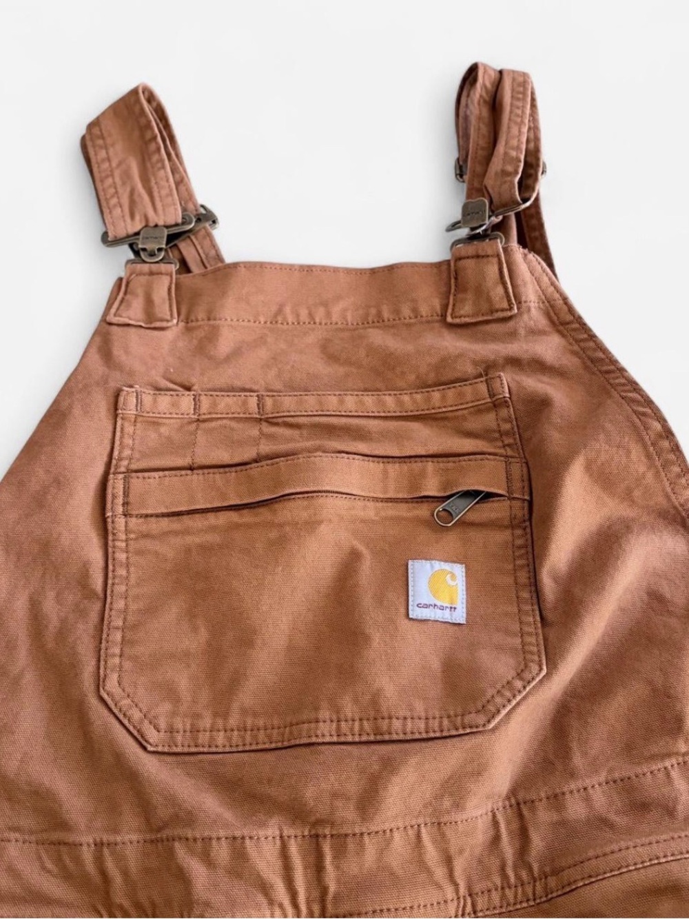 Carhartt Women’s Brown Canvas Relaxed Fit Short Overalls - Picture 3 of 8